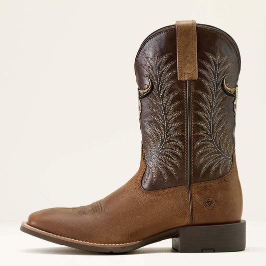 10064053 Sport Steer Skull Wide Square Toe Cowboy Boot
