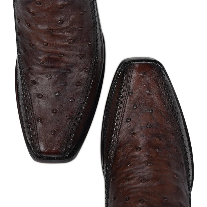 CU803 MN FLAME CHOCOLATE OSTRICH LASER & WOVEN