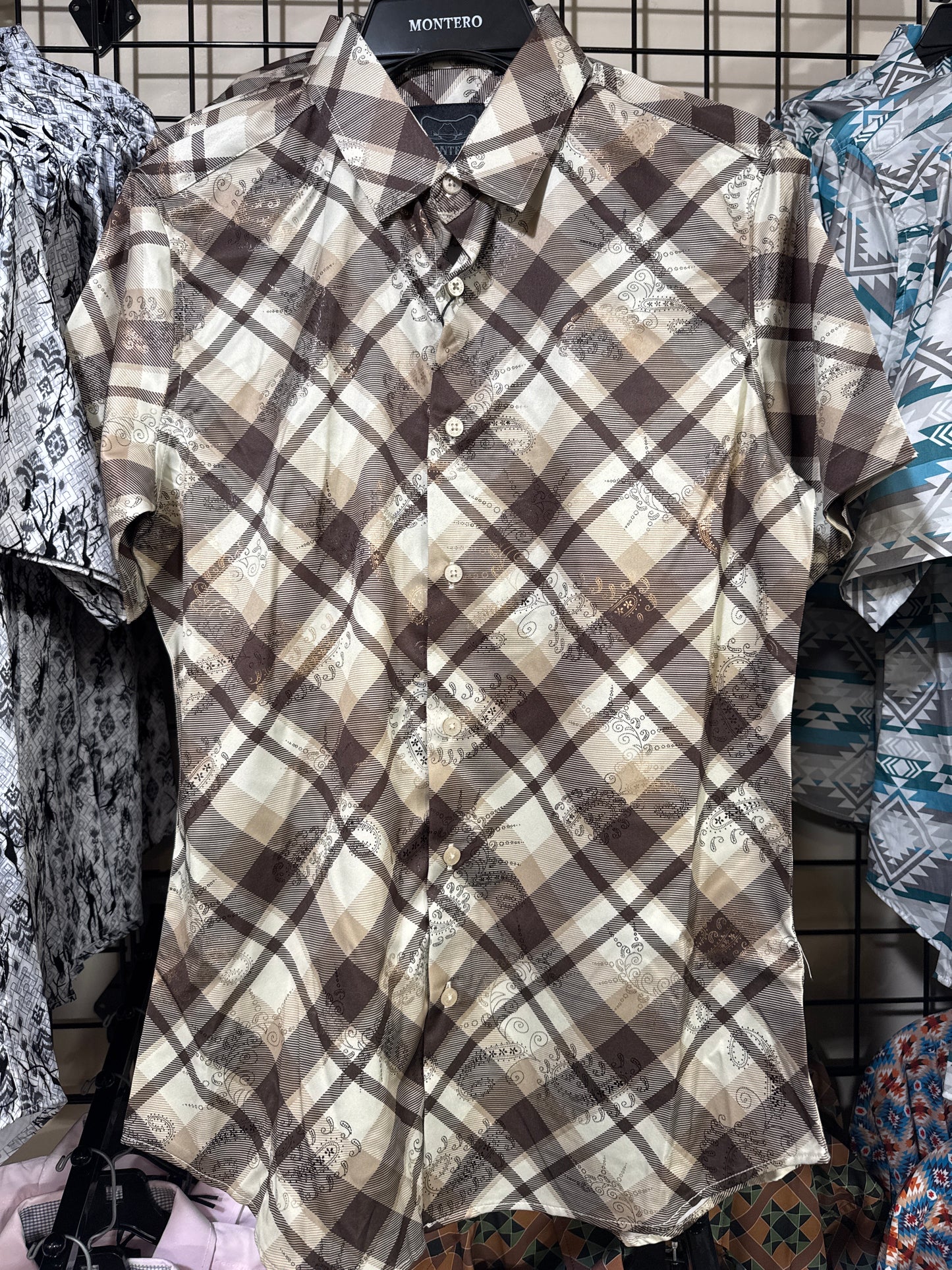 MT4045 Short Sleeve Snap Shirt Beige