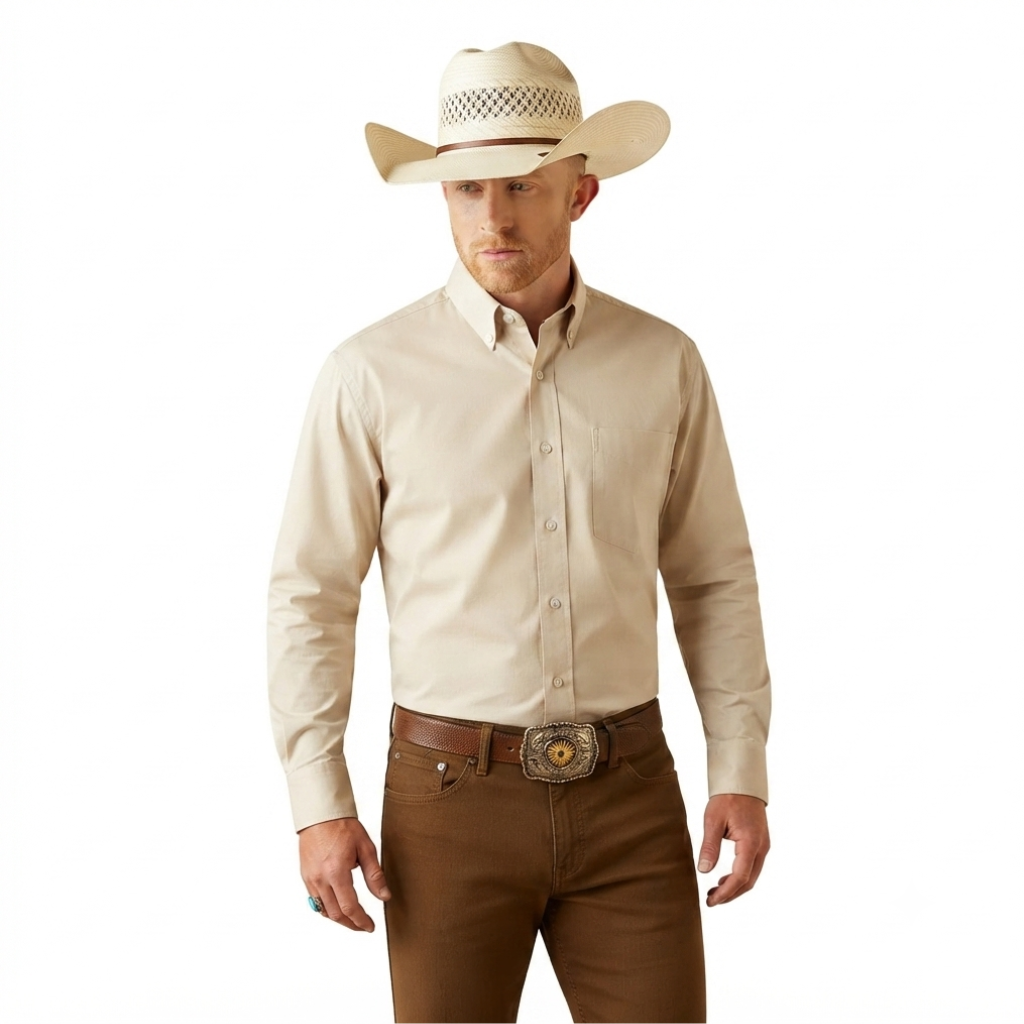MLS121224 Maximos Classic Long Sleeve Shirt Beige