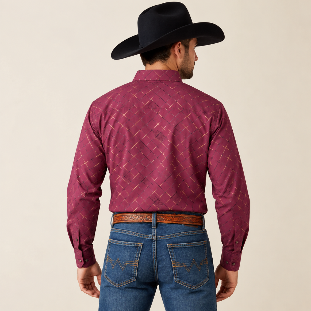 BK-0326 Wine Crosshatch Shirt