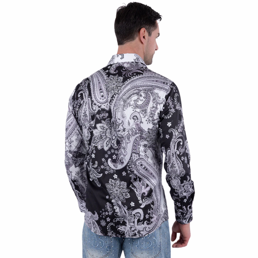 6SPR07 Ornate Rhinestone Long Sleeve Shirt Barabas