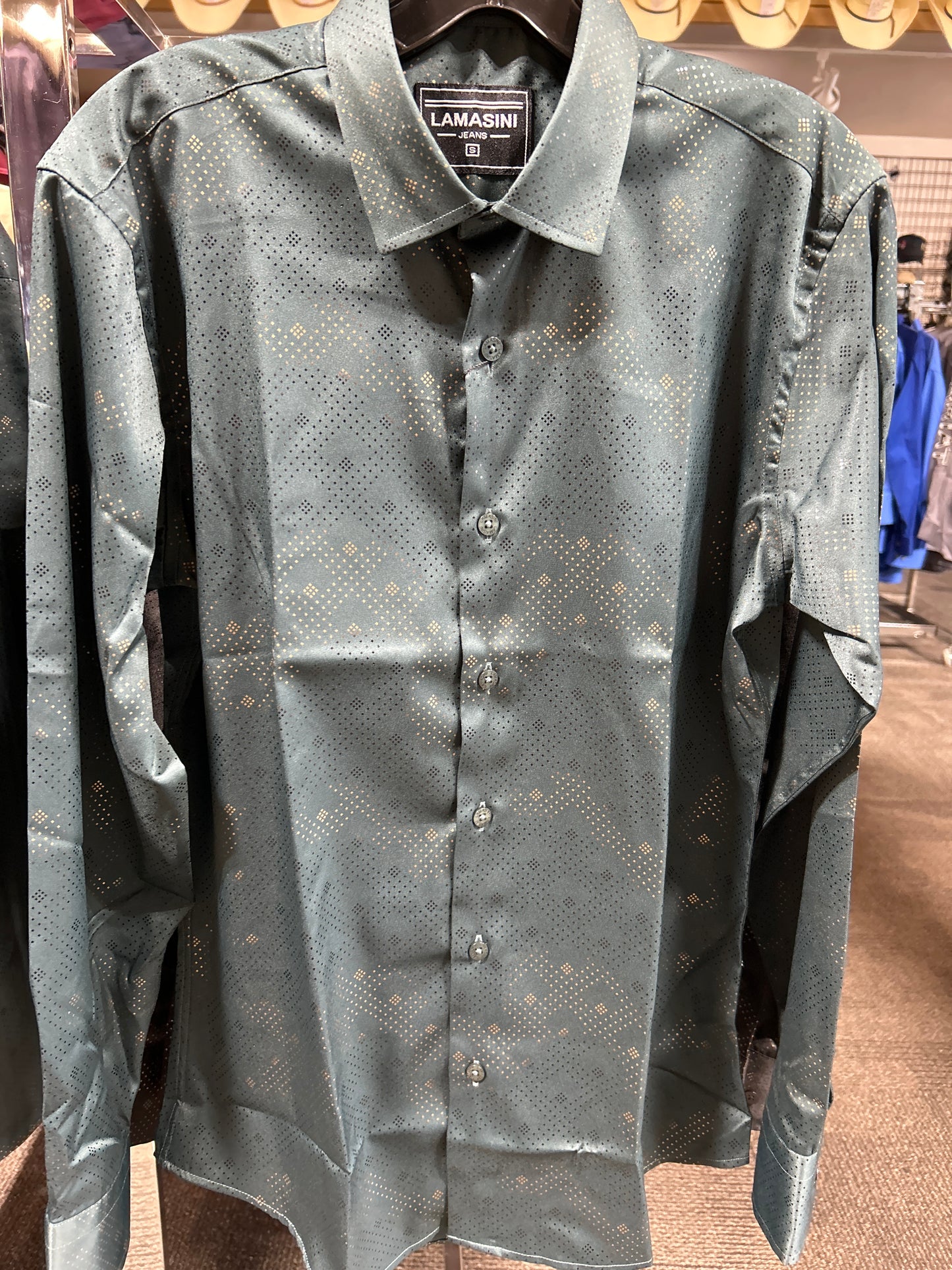 3934 LAM4486 Casual Long Sleeve Shirt Green