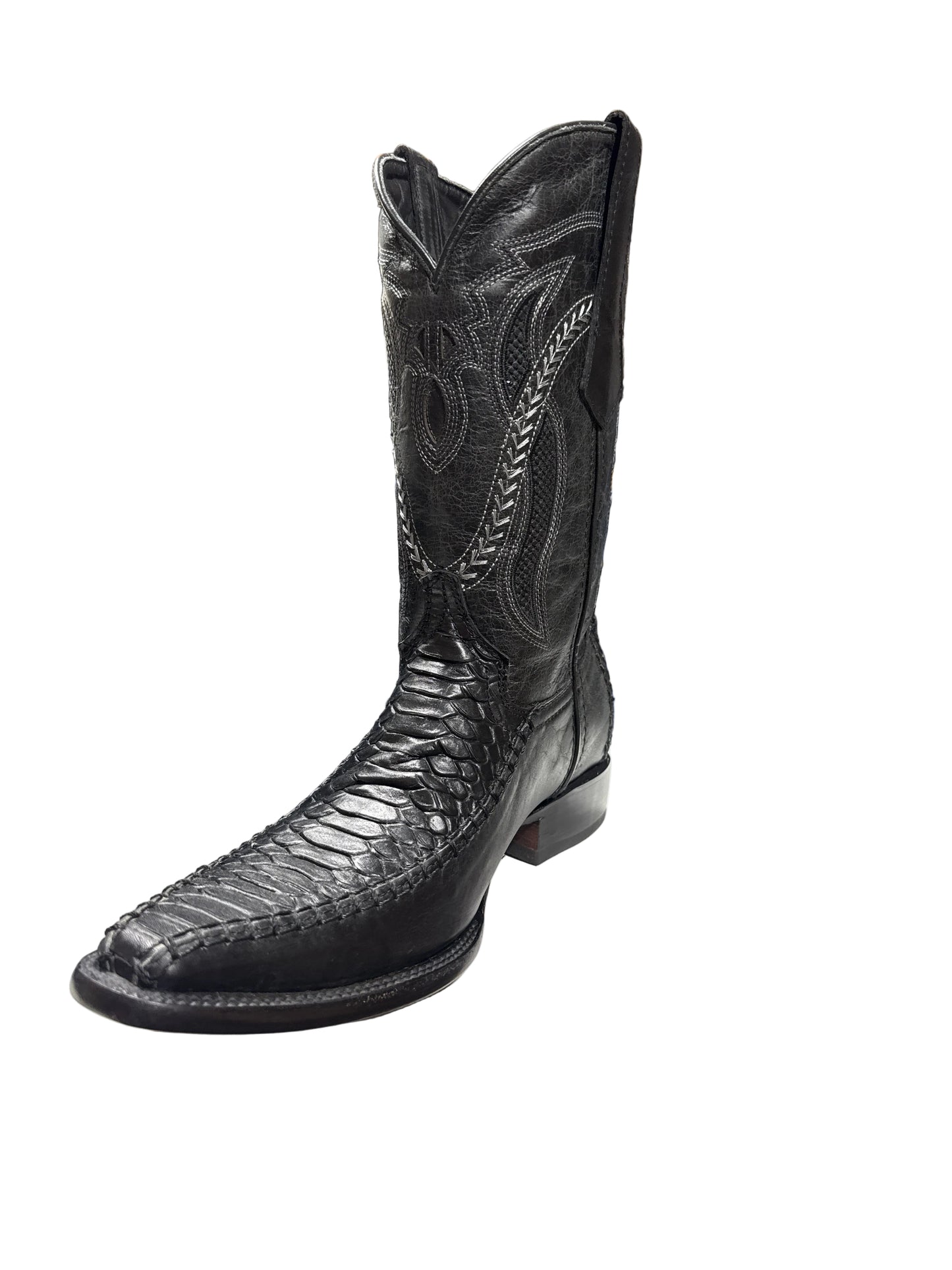 JC0008 Black Python Leather Western Boots Hometown