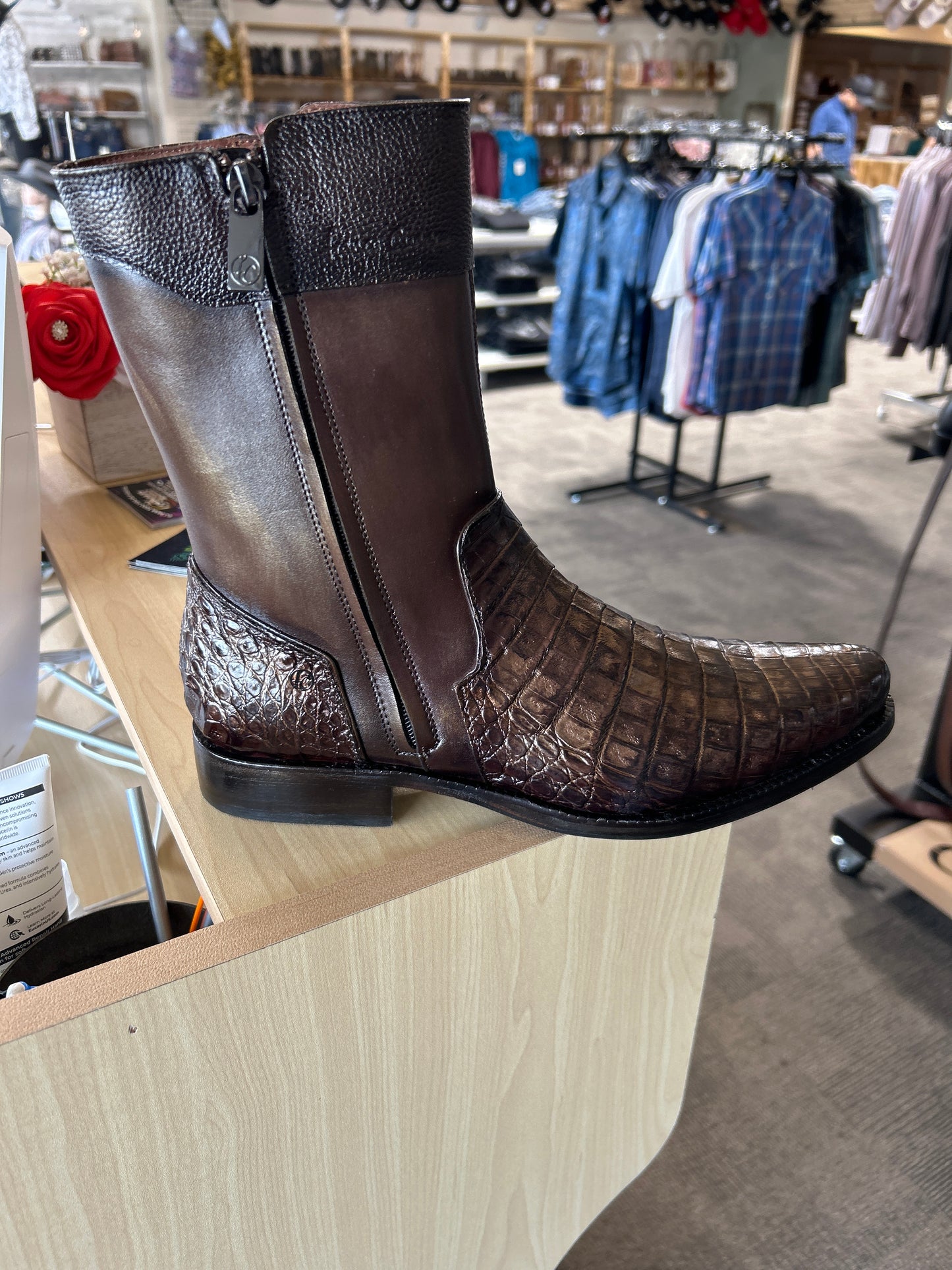 FF424 MN Brown Caiman Zipper Round Toe