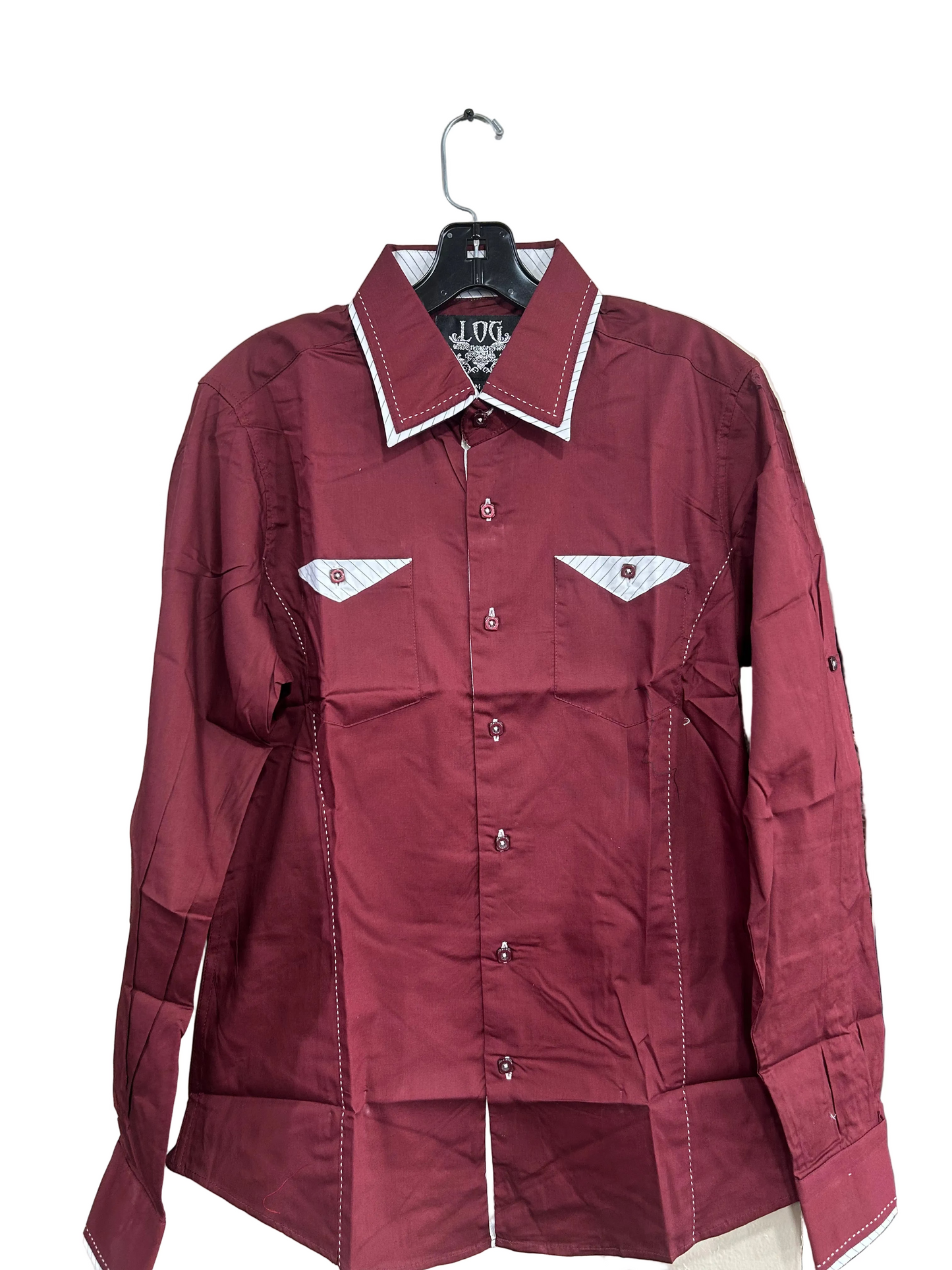 VJ-086 Mens Long Sleeve Shirt Wine