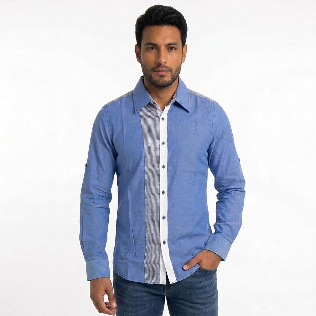 LJ336 Mens Long Sleeve Shirt Blue
