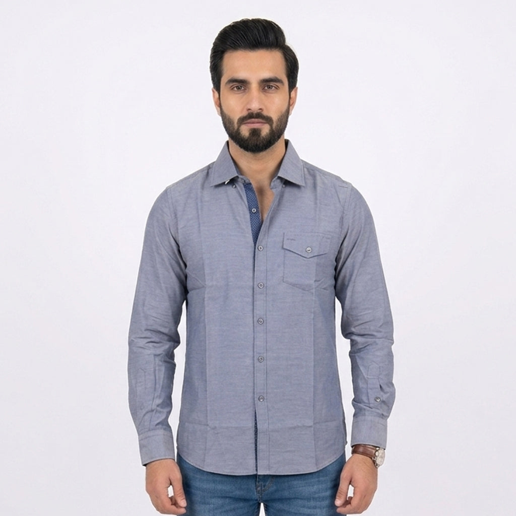 LS319 Mens Long Sleeve Shirt Navy Chambray