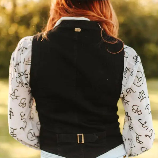 V2095 Black Western Button Down Vest