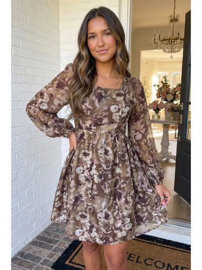 Larkspur Bubble Sleeve Elastic Mini Dress