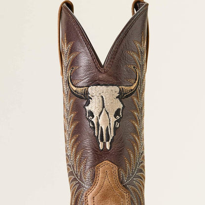 10064053 Sport Steer Skull Wide Square Toe Cowboy Boot