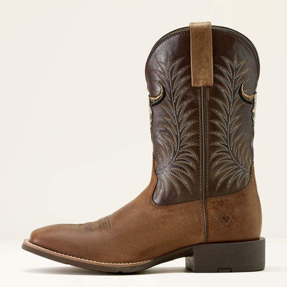10064053 Sport Steer Skull Wide Square Toe Cowboy Boot