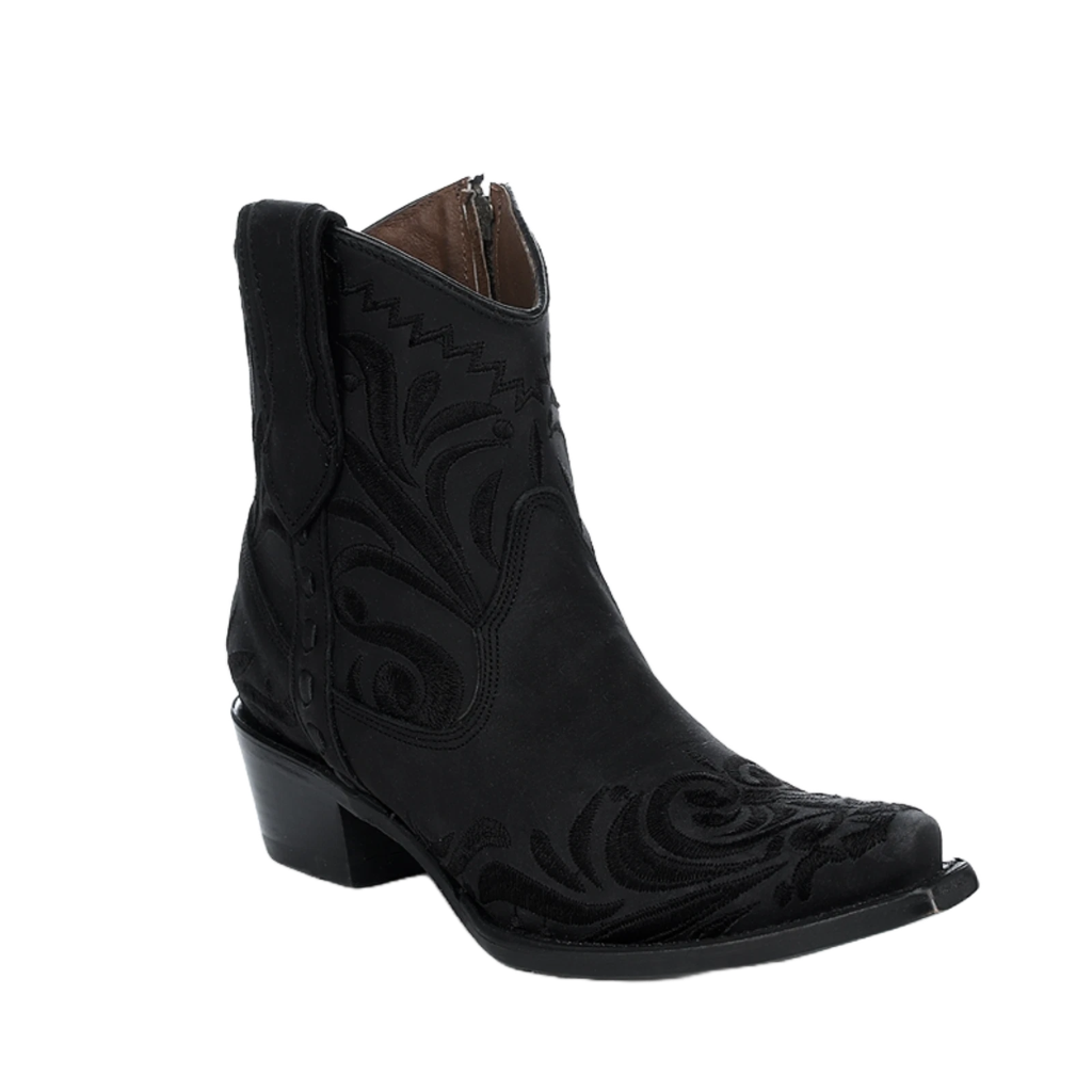 L6225 Black Embroidery Ankle Boots