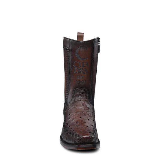 CU803 MN FLAME CHOCOLATE OSTRICH LASER & WOVEN