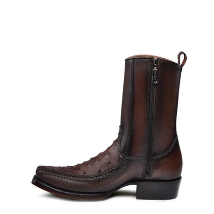 CU803 MN FLAME CHOCOLATE OSTRICH LASER & WOVEN