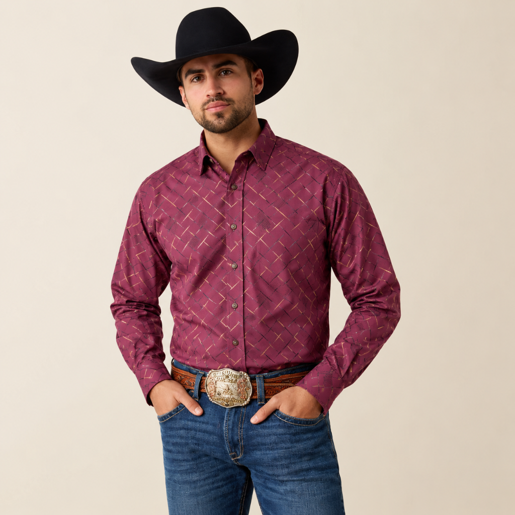 BK-0326 Wine Crosshatch Shirt