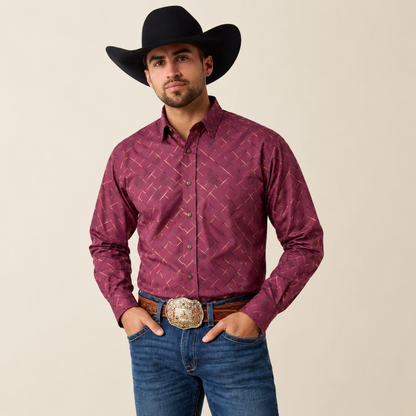 BK-0326 Wine Crosshatch Shirt