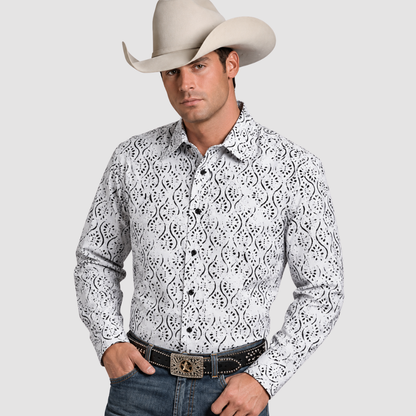 NK-2073 White Filigree Shirt