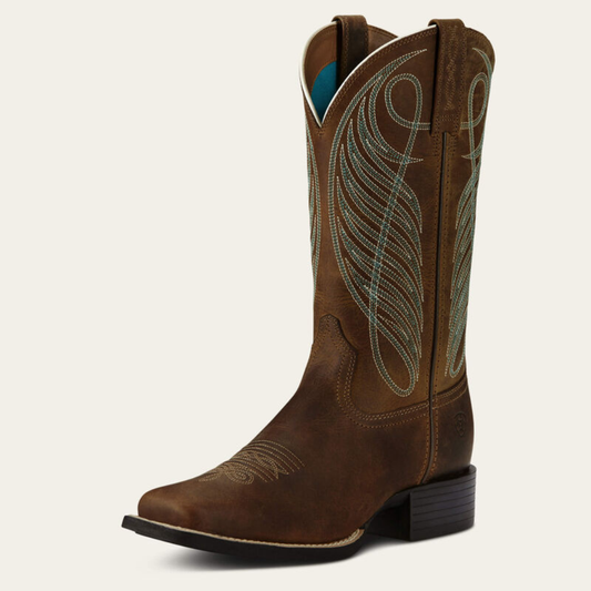 10018528 Round Up Wide Square Toe Western Boot Ariat
