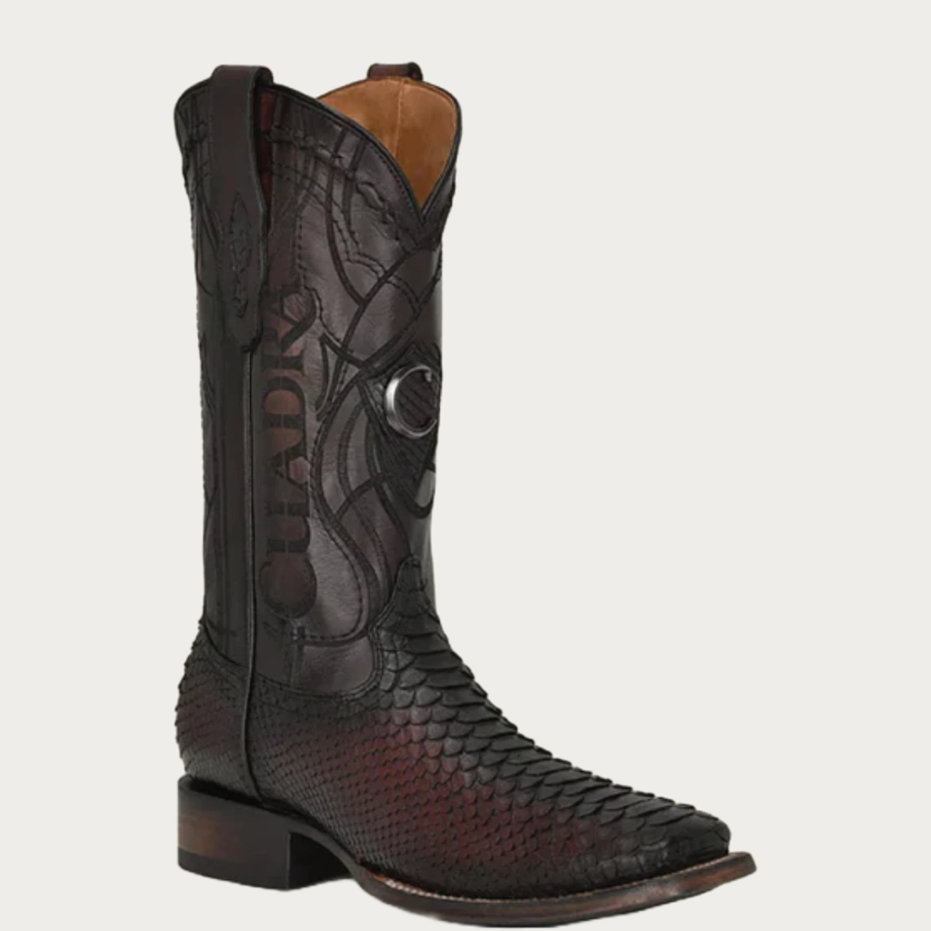 CU746 Lisboa Cherry Python Embroidery Boot Cuadra