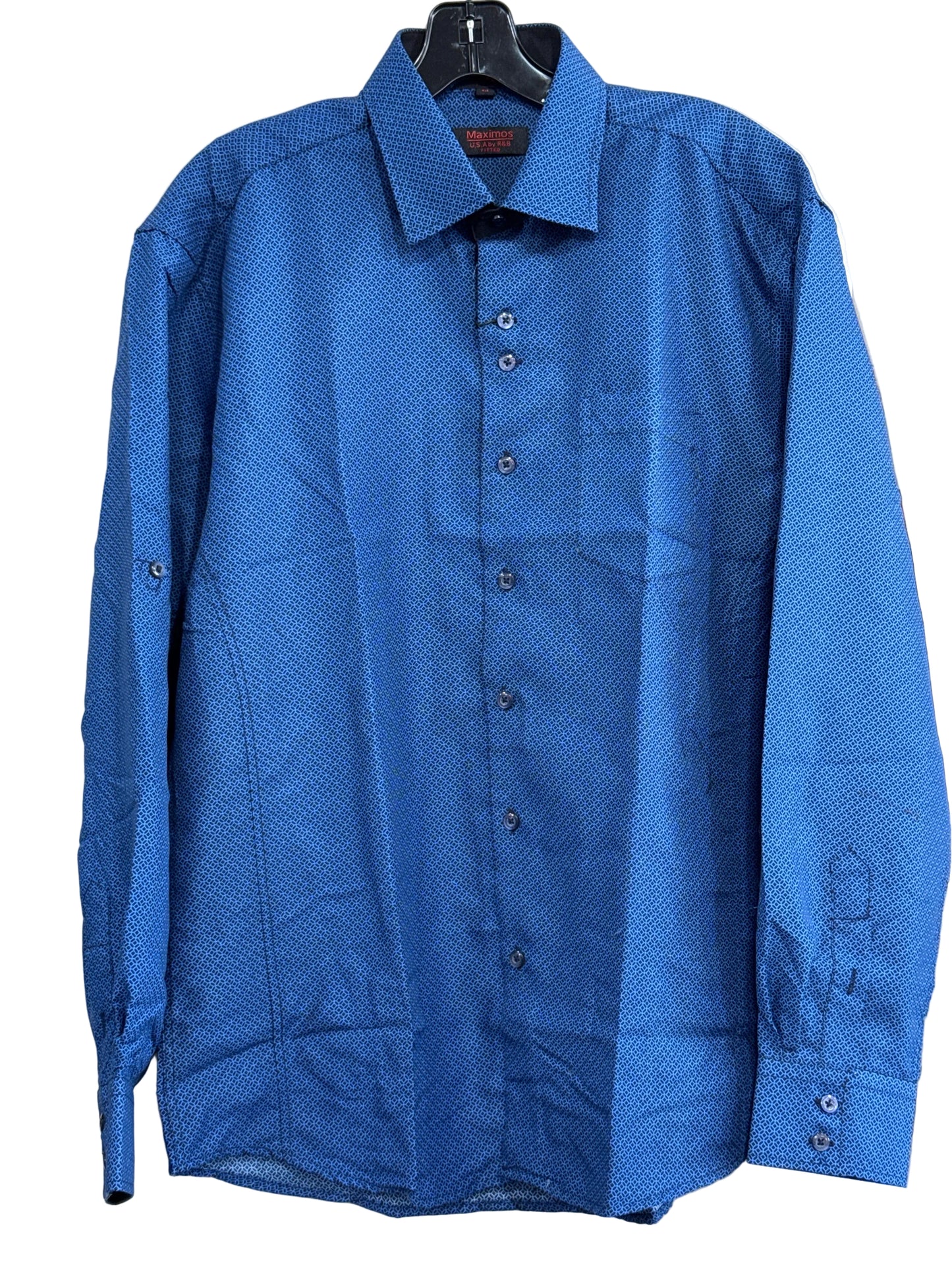 DCC-89 L/S 1022 Maximos Geometric Print Shirt Blue