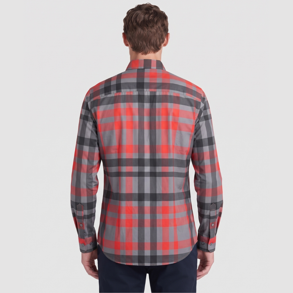NK-889 Western Plaid Shirt Grey