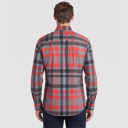 NK-889 Western Plaid Shirt Grey