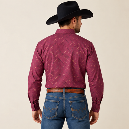 BK-0326 Wine Crosshatch Shirt