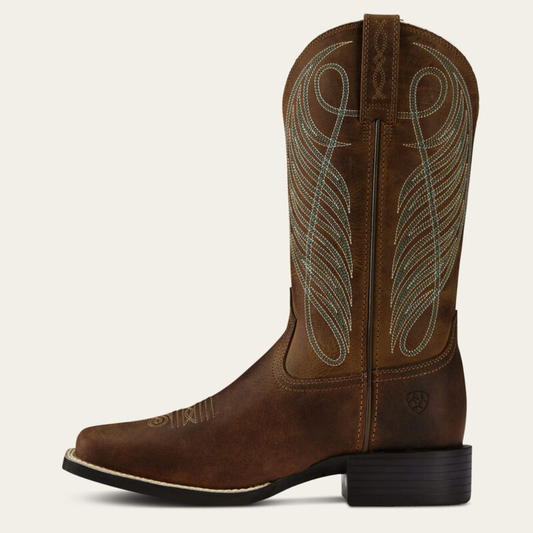 10018528 Round Up Wide Square Toe Western Boot Ariat