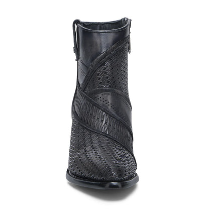 CU948 OXFORD LASER & EMBROIDERY & ZIPPER ANKLE BOOT