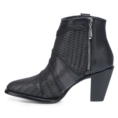 CU948 OXFORD LASER & EMBROIDERY & ZIPPER ANKLE BOOT