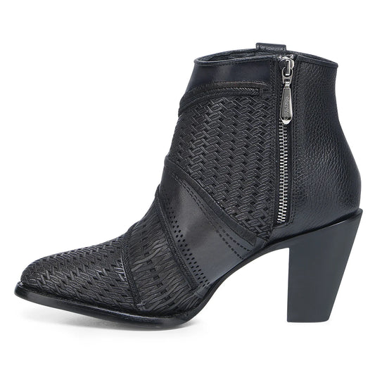 CU948 OXFORD LASER & EMBROIDERY & ZIPPER ANKLE BOOT