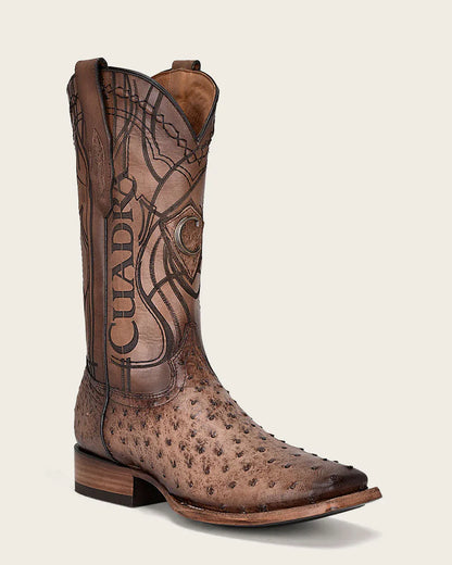LUGANO BROWN OSTTRICH LASER & ENBROIDEF