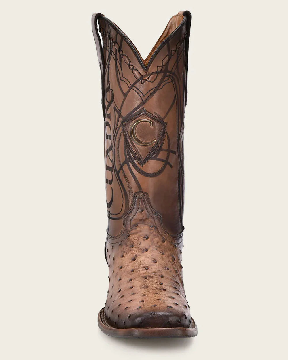LUGANO BROWN OSTTRICH LASER & ENBROIDEF