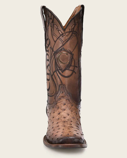 LUGANO BROWN OSTTRICH LASER & ENBROIDEF