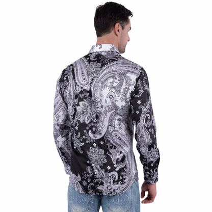 6SPR07 Ornate Rhinestone Long Sleeve Shirt Barabas