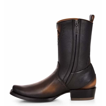 CU559 Viena Black Laser & Woven Narrow Square Toe — Cuadra