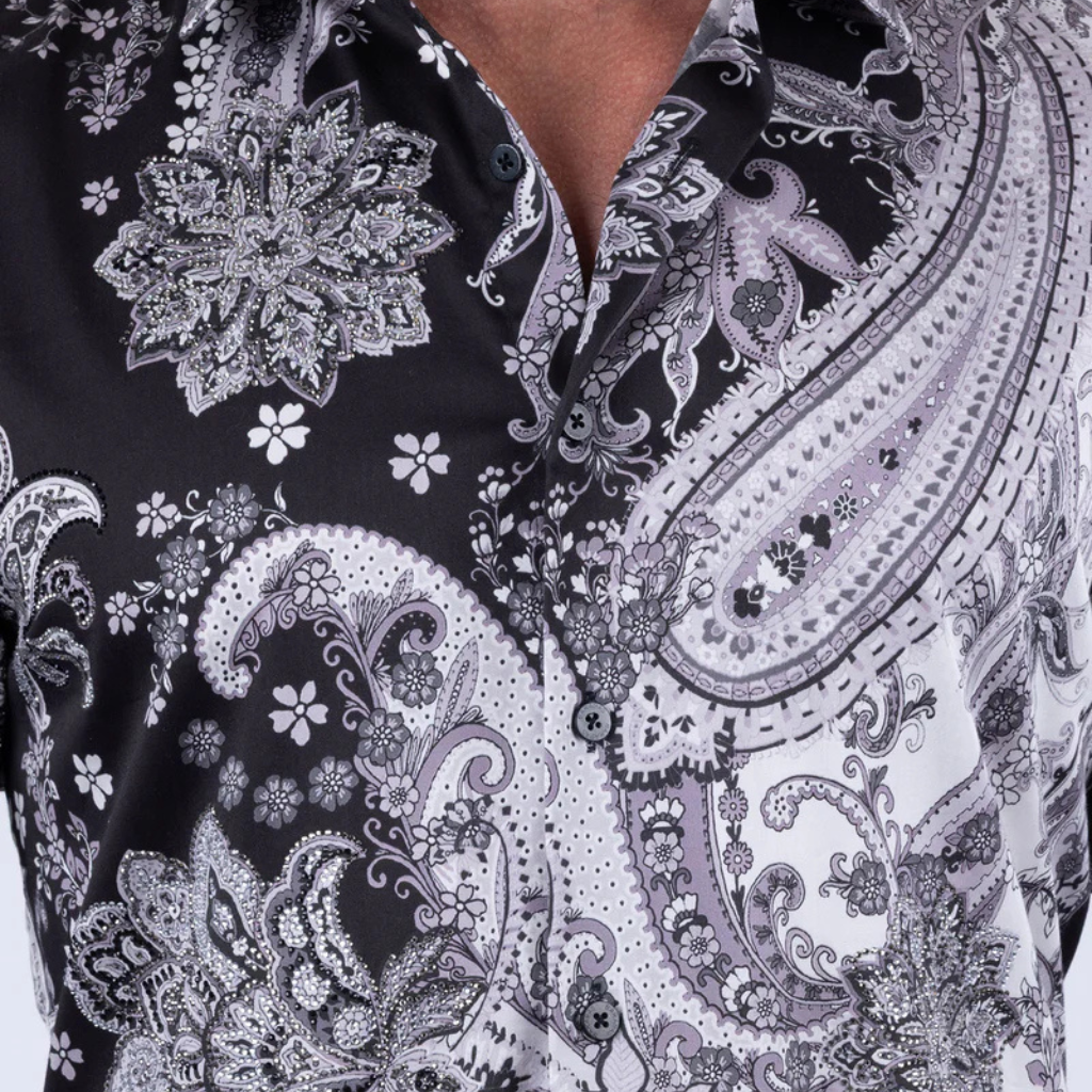 6SPR07 Ornate Rhinestone Long Sleeve Shirt Barabas