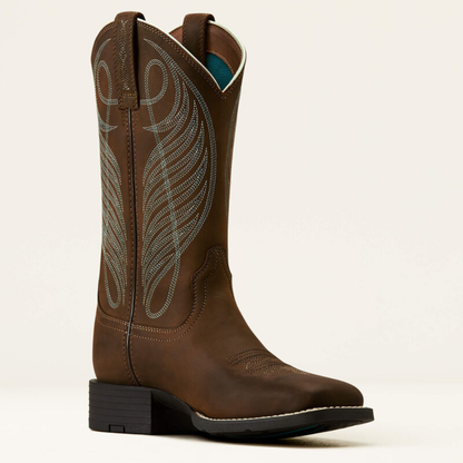 10018528 Round Up Wide Square Toe Western Boot Ariat