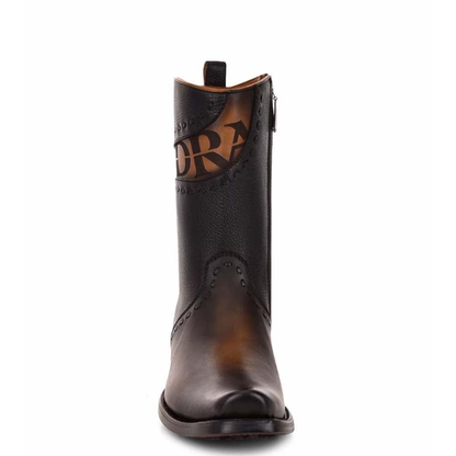 CU559 Viena Black Laser & Woven Narrow Square Toe — Cuadra