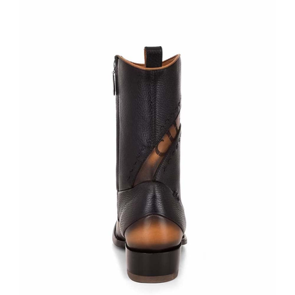 CU559 Viena Black Laser & Woven Narrow Square Toe — Cuadra