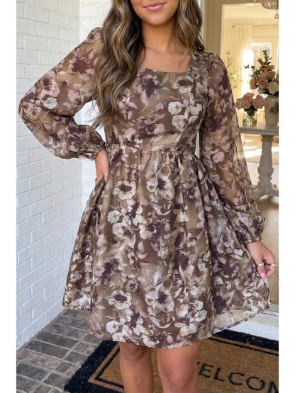 Larkspur Bubble Sleeve Elastic Mini Dress