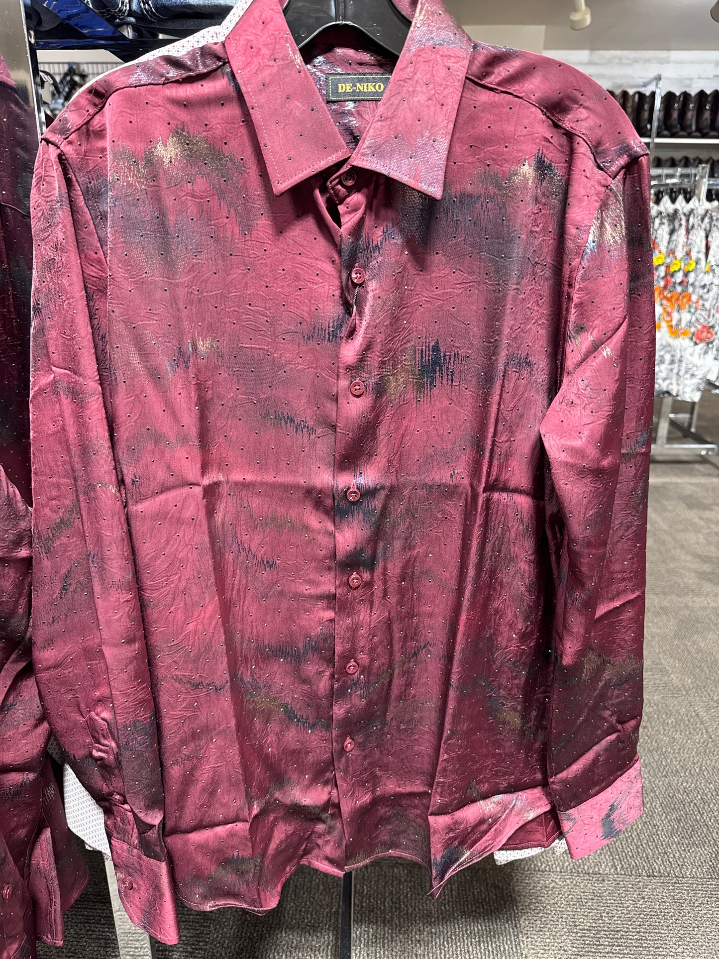 NK Stone Long Sleeve Shirt Burgundy