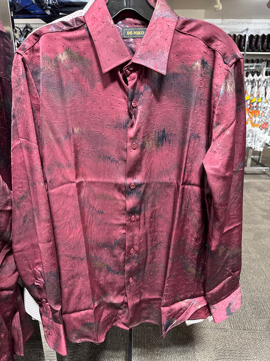 NK Stone Long Sleeve Shirt Burgundy