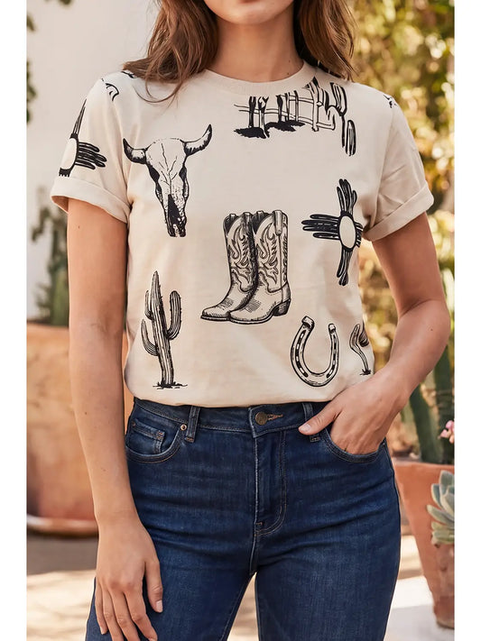 LAS25231906 Women's Las Retro Western Graphic T Shirt