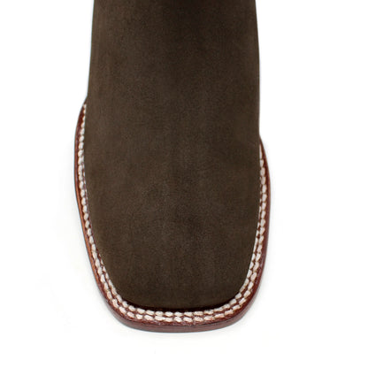 82BM2635 Ankle Wide Square Nubuck Medallion Tabaco — Los Altos Boots