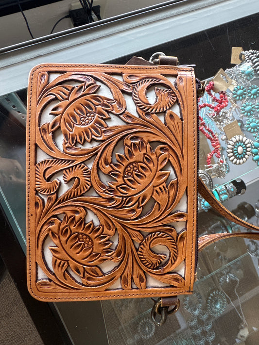Brown Purse Tooled Crossbody