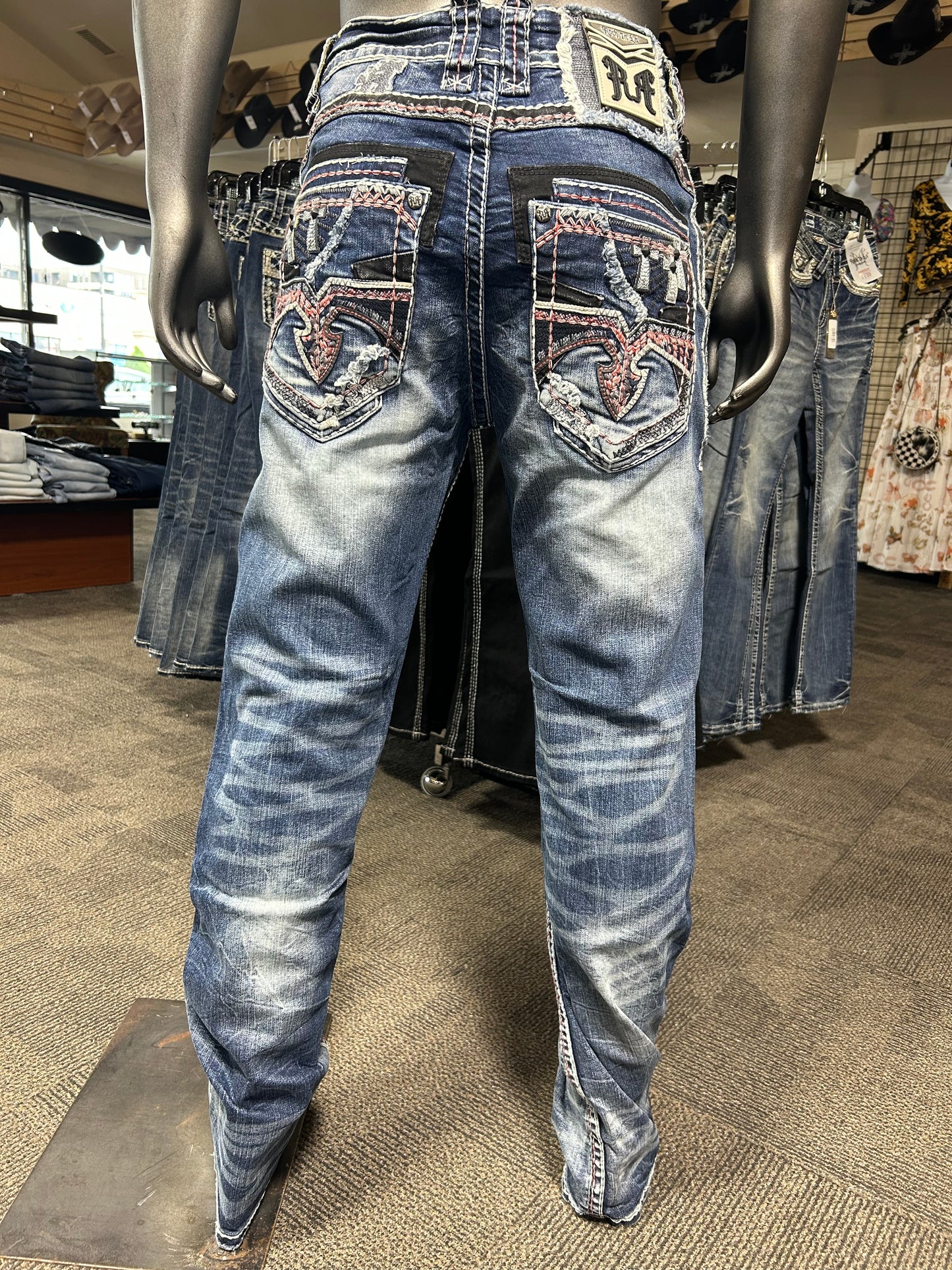 R-389 Cross Stitch Dark Wash Jean — Rock In LA