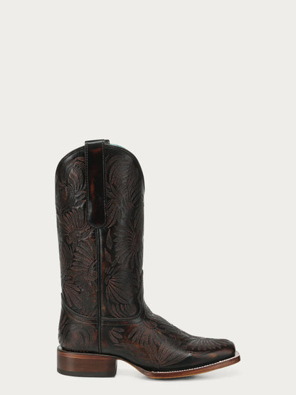 A4848 LD Black/Honey Floral Petal SQ. Toe