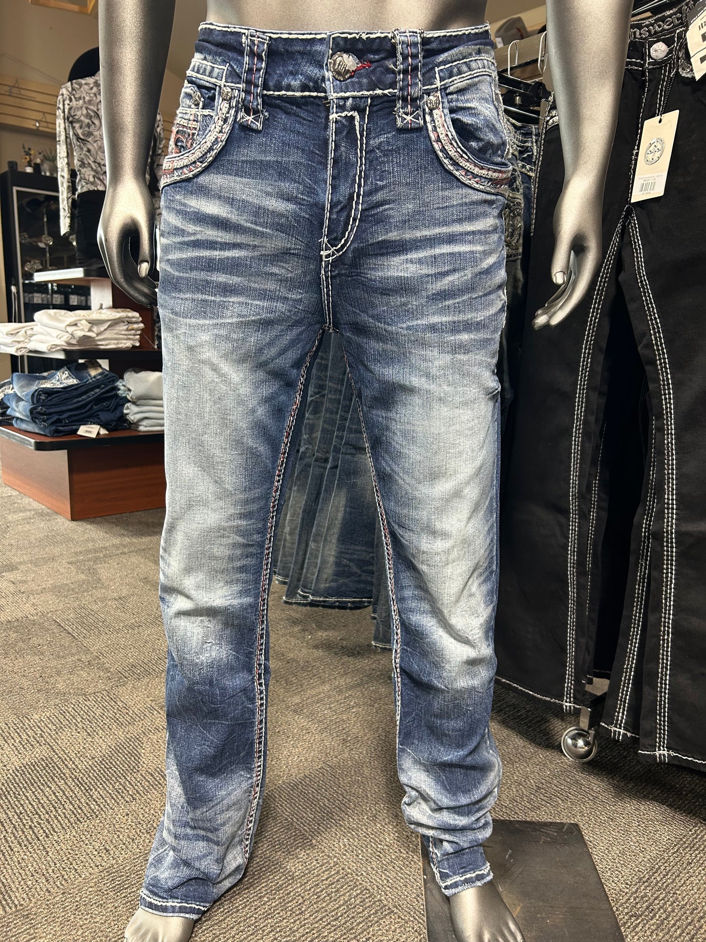 R-389 Cross Stitch Dark Wash Jean — Rock In LA